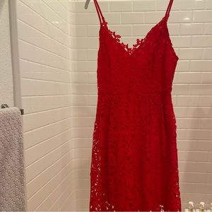 ASTR Red Eyelet Dress